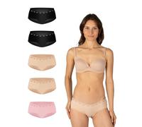 Elsie Lace Damen Taillenslip 5er Pack - Baumwolle mit Stretch, Bequeme Unterhosen für Frauen mit hoher Taille (DE/NL/SE/PL, Alphanumerisch, XL, Regular, Regular, 2X Schwarz 2X Beige 1x Rosa)
