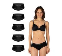 Elsie Lace Damen Taillenslip 5er Pack - Baumwolle mit Stretch, Bequeme Unterhosen für Frauen mit hoher Taille (DE/NL/SE/PL, Alphanumerisch, M, Regular, Regular, 5X Schwarz)