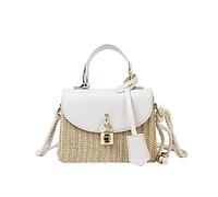 ELTOX Korbtasche,Strohtaschen Damen Rattan Frauen Umhängetaschen Designer Handtaschen Luxus Wicker gewebt Crossbody Bag Sommer Strand Straw Bag Lady Kleine Geldbörsen (Color : Beige, Size : Natural)