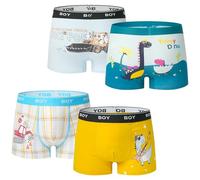 ELUTONG Jungen Boxershorts,Baumwoll Weicher Unterhosen für 4-6 Jahre 4er Pack（Bagger+Dinosaurier）