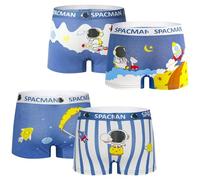 ELUTONG Jungen Boxershorts,Baumwoll Weicher Unterhosen für 9-12 Jahre 4er Pack（Astronauten）