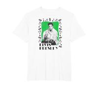 Elvis Presley Official Elvis Folk T-Shirt, Herren Große Größen, Weiß, 5X Tall