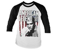 ELVIS PRESLEY Offizielles Lizenzprodukt American Legend Baseball 3/4 Ärmel T-Shirt (Schwarz-Weiß), Medium