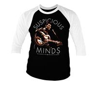 ELVIS PRESLEY Offizielles Lizenzprodukt Suspicious Minds Baseball 3/4 Ärmel T-Shirt (Schwarz-Weiß), Small