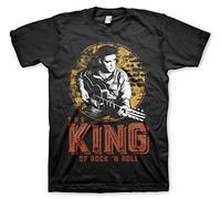ELVIS PRESLEY Offizielles Lizenzprodukt The King of Rock 'n Roll Herren T-Shirt (Schwarz), X-Large
