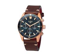 Quarzuhr, Chronograph Bronze, Lederarmband , Elysee , Herren , Braun
