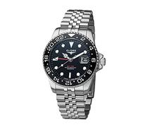 Elysee GMT Pro Ceramic - 80590 - Herrenuhr mit Keramik-Lünette, Edelstahlarmband, Datumanzeige - Wasserdicht bis 20 ATM
