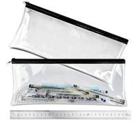 elzle Federmäppchen Durchsichtiges für Prüfungen, 2 Stück transparentes Stifteetui, wasserdichtes PVC-Federmäppchen, vielseitige Aufbewahrungstasche für Schreibwaren, Toilettenartikel