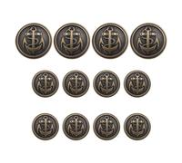 eMagTech 12 Stück Ankerknöpfe aus Metall mit Schnalle In Bronzefarbenem Kupfer, Nähen Ösenknöpfen für DIY-Handwerk Kleidung Uniform Jacke, 4 Stück 20 Mm, 8 Stück 15 Mm
