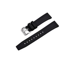EMAIGlPO Fkm Gummi-Uhrenarmband, 20 mm, 22 mm, Uhrenarmband, Fluorkautschuk, passend for traditionelles Tauchuhren-Zubehör(Black,22mm)