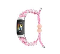 EMAIGlPO Gestricktes Perlen-Regenschirmseil-Uhrenarmband, passend for Fitbit Charge 6/5/4/3/2