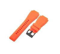 EMAIGlPO Schweißfeste Sport-Silikon-Uhrenarmbänder passend for Bell Ross BR01 BR03 24 mm(Orange-BK-K3,24mm)