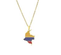 Emaille Kolumbien Karte Anhänger Halskette Kolumbianische Flagge Karte Schmuck praktisch und clever