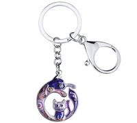 Emaille-Legierung Muttertag Katze Schlüsselanhänger Mom Geschenke Kätzchen Charms für Frauen Mädchen Tasche Brieftasche (Violett)