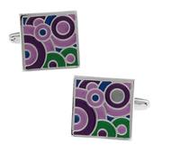 Emaille-Manschettenknöpfe, bemalt mit bunten Öltropfen, Ärmelnieten, Herren und Damen, französische Knöpfe