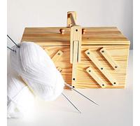 EMAKO Nähkasten Nähbox Nähkiste mit 5 Fächern Nähkästchen Kiefernholz 30 x 18,5 cm