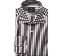 Emanuel Berg Premium Luxury Modern Fit Hemd weiss/blau/braun, Gestreift