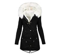 EMATOP angebot des tages Jacke Damen Winter Warme Fleecejacke Lang Baumwolle Steppjacke Gefüttert Fleece Winterjacke mit Kapuze Pufferjacke Casual Langarm Wintermantel Elegant Winterparka Mantel