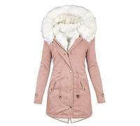 EMATOP angebote des tages heute deal Winterjacke Damen Lang Warm Parka Mantel Baumwolle Langarm Fleecejacke mit Kapuze Wintermantel Einfarbig Elegant Winterparka Jacke Fleece Gefütterter Outdoorjacke