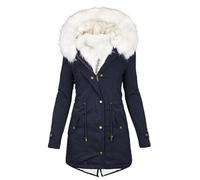 EMATOP black friday angebote 2023 Damen Winterjacke Warm Baumwolle Steppjacke Winter Langarm Jacke Lang Elegant Wintermantel Casual Einfarbig Winterparka Mantel mit Kapuze Fleecejacke Pufferjacke
