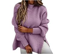 EMATOP Black Friday Angebote Pullover Damen Elegant Langarm Strickpullover Warm Grobstrick Sweatshirt Lässiges Lose Strickpulli Oberteile Rundhals Einfarbig Winterpullover Weich Bequem Langarmshirt