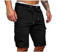 EMATOP Cargo Shorts Herren Sommer Kurze Hose Casual Einfarbig Cargohose Baumwolle Bermuda Short mit 6 Taschen Sommerhose Elastischer Bund Sporthose Regulär Fit Freizeithose Laufshorts Männer