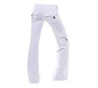 EMATOP Cargohose Damen Lang Baggy Jogginghose Baumwolle Casual Wanderhose High Waist Sport Cargo Hosen Locker Einfarbig Freizeithose mit Taschen Sporthose Regulär Fit Sommerhose Trainingshose
