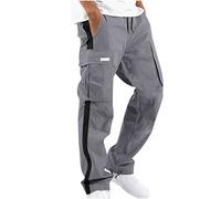 EMATOP Cargohose Herren Baumwolle Lang Cargo Hose Regular Fit Freizeithose Casual Einfarbig Sporthose mit Taschen Outdoorhose Elastische Taille Sweatpants Frühling Wanderhose Trekkinghose