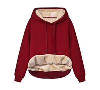 EMATOP Coupons Amazon Angebote Hoodie Damen Fleece Gefütterte Sweatshirt Winter Warm Pullover mit Kapuze Fleecepullover Kuschelig Innenfutter Kapuzenpullover Casual Sportlich Langarmshirt Pulli