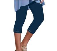 EMATOP Damen 3/4 Leggings Sommer Sport Capri Hosen High Waist Jogginghose Leicht Einfarbig Sommerhose Baumwolle Elegant Sportleggins Casual Kurzer Sporthose Elastische Taille Yogahose für Frauen