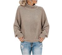 EMATOP Damen Baumwolle Rollkragenpullover Basic Einfarbig Pullover ohne Kapuze Langarm Sweatshirt Herbst Winter Warm Rollkragen Pulli Fleecepullover Strickpullover Angebote des Tages Heute Deal