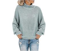 EMATOP Damen Baumwolle Rollkragenpullover Basic Einfarbig Pullover ohne Kapuze Langarm Sweatshirt Herbst Winter Warm Rollkragen Pulli Fleecepullover Vintage Elegant Strickpullover für Frauen