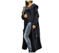 EMATOP Damen Langarm Strickmantel Dickere Warm Strickjacke Casual Lang Cardigan mit Taschen Jacke Elegant Einfarbig Gestrickt Sweatshirt Oversize Pullover Übergroß Langarmshirt Outdoorjacke