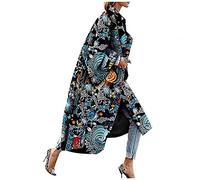 EMATOP Damen Lange Mantel Elegante Trenchcoat Langarm Jacke Revers Winterjacke Winter Warm übergangsjacke Windbreaker Winddicht Softshelljacke Neuheit Druck Wintermantel Business Blazermantel