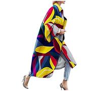 EMATOP Damen Lange Mantel Elegante Trenchcoat Langarm Jacke Revers Winterjacke Winter Warm übergangsjacke Windbreaker Winddicht Softshelljacke Neuheit Druck Wintermantel Business Blazermantel