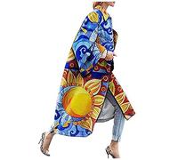 EMATOP Damen Lange Mantel Elegante Trenchcoat Langarm Jacke Revers Winterjacke Winter Warm übergangsjacke Windbreaker Winddicht Softshelljacke Neuheit Druck Wintermantel Business Blazermantel