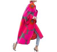 EMATOP Damen Lange Mantel Elegante Trenchcoat Langarm Jacke Revers Winterjacke Winter Warm übergangsjacke Windbreaker Winddicht Softshelljacke Neuheit Druck Wintermantel Business Blazermantel