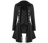 EMATOP Damen Mittelalter Jacke Winter Mäntel Winterjacke Steampunk Frack Wintermantel Gothic Softshelljacke Mode Outwear Gehrock Viktorianischen Cosplay Kostüm Smoking Uniform Kostüm Wollmantel