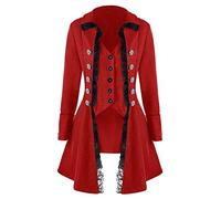 EMATOP Damen Mittelalter Jacke Winter Mäntel Winterjacke Steampunk Frack Wintermantel Gothic Softshelljacke Mode Outwear Gehrock Viktorianischen Cosplay Kostüm Smoking Uniform Kostüm Wollmantel