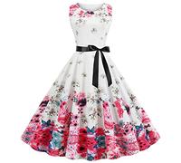 EMATOP Damen Vintage Cocktailkleid Ärmellos Neckholder 1950er Polka Dots Retro Rockabilly Swing Kleid A Linie Faltenrock Knielang Hochzeit Festlich Abendkleid Ballkleid