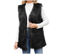 EMATOP Fell Weste Damen Warm Pelzmantel Ärmellos Elegant Fellmantel Lang Vintage Pelzjacke Steppweste Casual Kunstfell Jacke Fellweste Einfarbig Mode Pelzweste Herbst Winter Pelzjacke Mantel