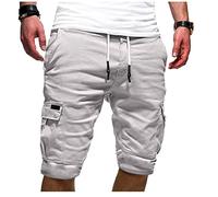 EMATOP Herren Cargo Shorts Baumwolle Kurze Hose Casual Einfarbig Cargohose Sommer Bermuda Short mit 6 Taschen Sommerhose Elastischer Bund Sporthose Regulär Fit Freizeithose Laufshorts Männer
