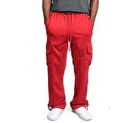 EMATOP Herren Cargohose Baumwolle Lang Cargo Hose Regular Fit Freizeithose Casual Einfarbig Sporthose mit Taschen Outdoorhose Elastische Taille Sweatpants Frühling Wanderhose Trekkinghose