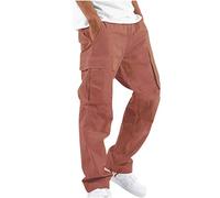 EMATOP Herren Cargohose Baumwolle Lang Cargo Hose Regular Fit Freizeithose Casual Einfarbig Sporthose mit Taschen Outdoorhose Elastische Taille Sweatpants Frühling Wanderhose Trekkinghose