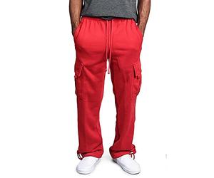 EMATOP Herren Cargohose Baumwolle Lang Cargo Hose Regular Fit Freizeithose Casual Einfarbig Sporthose mit Taschen Outdoorhose Elastische Taille Sweatpants Frühling Wanderhose Trekkinghose
