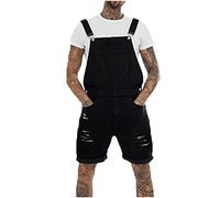 EMATOP Herren Latzhose Overall Jeans Shorts Sommer Kurze Hosen Stilvoll Jumpsuit mit Taschen Denim Hose Verstellbare Träger Kurze Jeanshose Lässiges Regulär Fit Arbeitshose Overalls