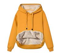 EMATOP Hoodie Damen Fleece Gefütterte Sweatshirt Winter Warm Pullover mit Kapuze Fleecepullover Kuschelig Innenfutter Kapuzenpullover Casual Sportlich Langarmshirt Langarm Baumwolle Pulli Jumper