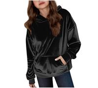 EMATOP Hoodie Mädchen Casual Langarm Sweatshirt mit Kapuze Pullover Oversized Langarmshirt Warm Goldener Samt Kapuzenpullover Lässig Elegante Pulli Oberteile Locker Y2K Top Longshirt 4-15 Jahre