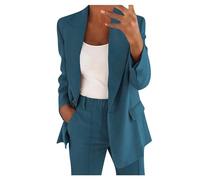 EMATOP Hosenanzug Damen Elegant Business Anzug Set 2-teilig Slim fit Blazer Hose Outfit Casual Sportlich Freizeitanzug Mode Revers Longblazer Lang Hosen Tracksuit Baumwolle Einfarbig Streetwear
