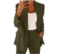 EMATOP Hosenanzug Damen Elegant Business Anzug Set 2-teilig Slim fit Blazer Hose Outfit Casual Sportlich Freizeitanzug Mode Revers Longblazer Lang Hosen Tracksuit Baumwolle Einfarbig Streetwear